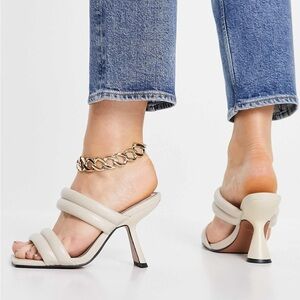 ASOS DESIGN Nadalie padded heeled mules in bone